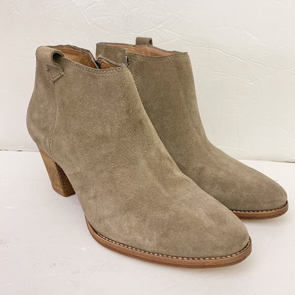 Madewell Billie Beige Suede Block Heel Ankle Boots Size 9.5 - Picture 3 of 8